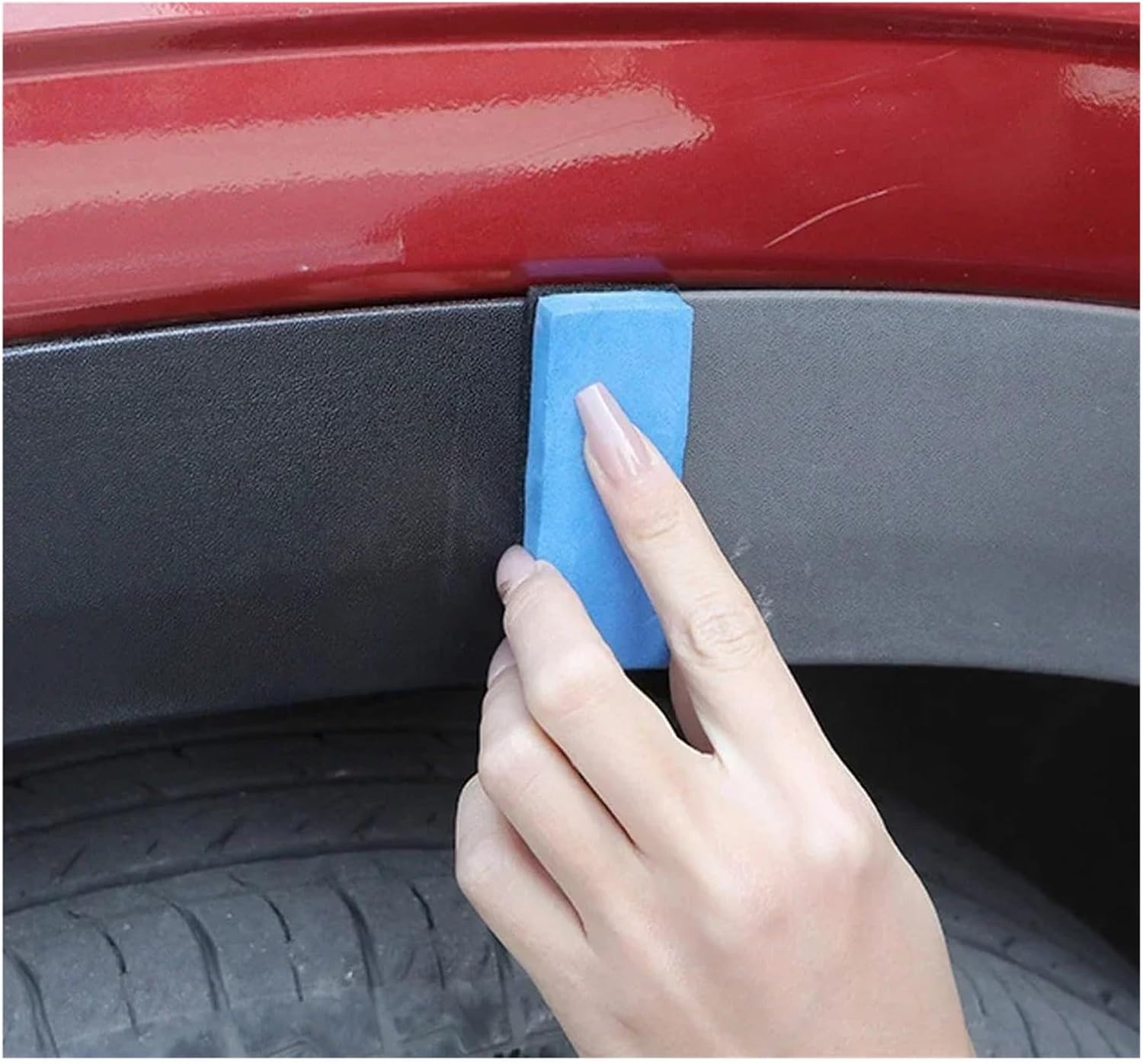 100PCS Car Ceramic Coating Sponge Applicator Glass Wax Coat Sponges Blue Square And Cloth Cleaning Brush