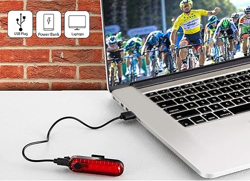 Miniatura 8 de Juego de luces LED recargables USB para bicicleta delantera y trasera, faros LED de aluminio para bicicleta, luz de cabeza de bicicleta, lámpara