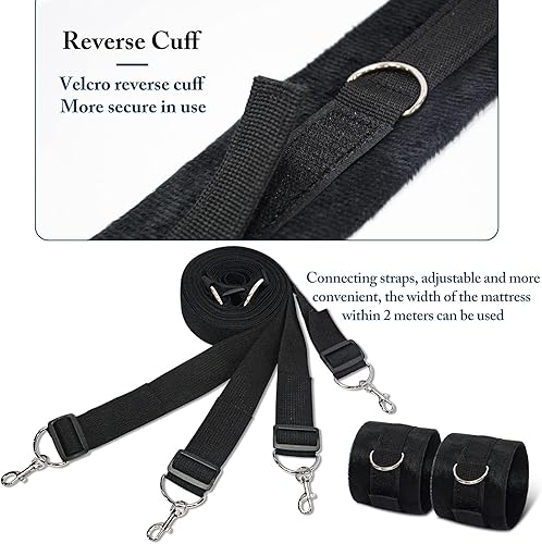 Miniatura 5 de Restricciones de servidumbre de cama, restricciones sexuales para parejas divertidas, con esposas de muñeca y tobillo 2 x 2 y dados sexuales con