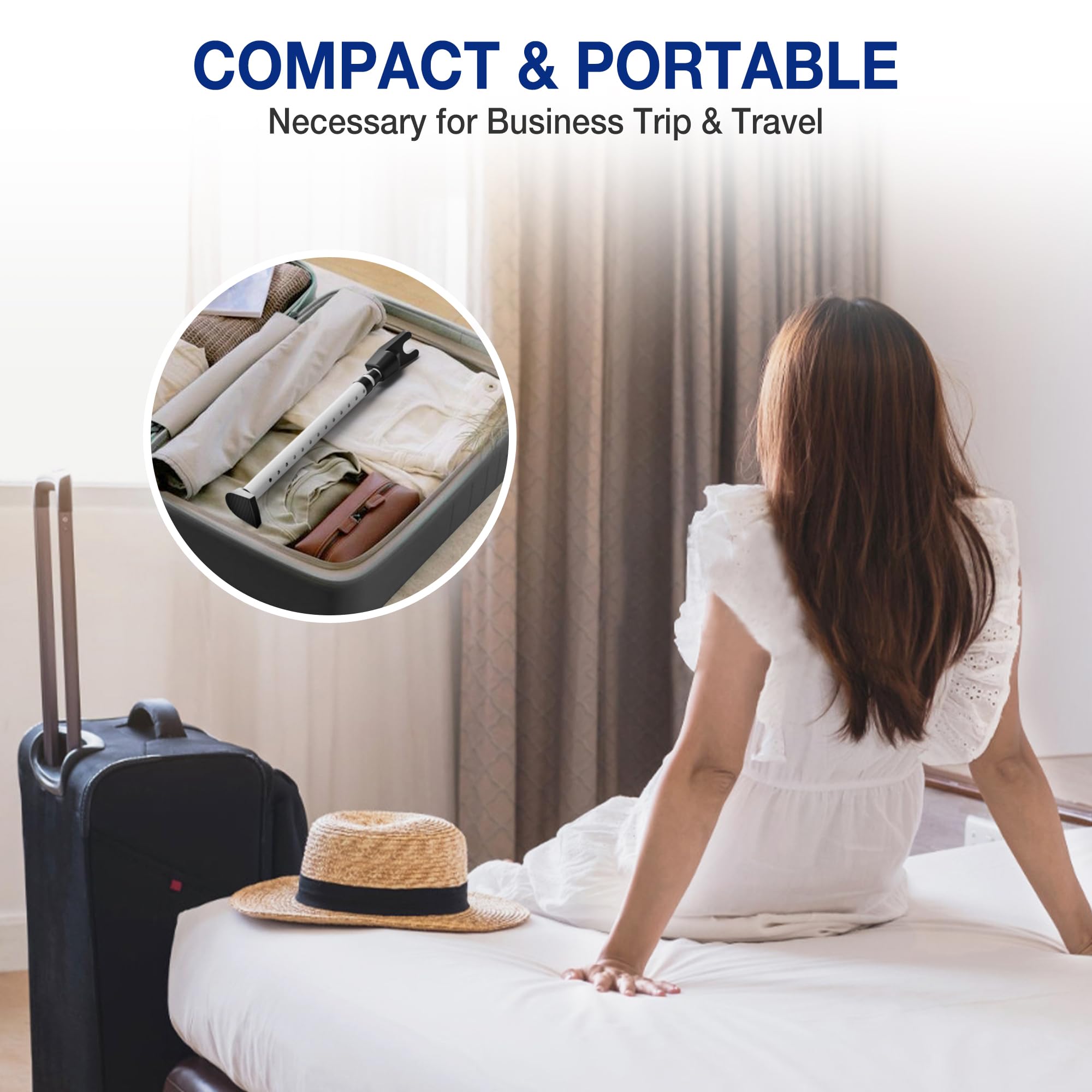WINSOON Barra de seguridad para puerta corrediza, barra de seguridad ajustable resistente para puerta corrediza de vidrio, puerta de patio, hogar, apartamento, viaje, hotel, (1 paquete, blanco)