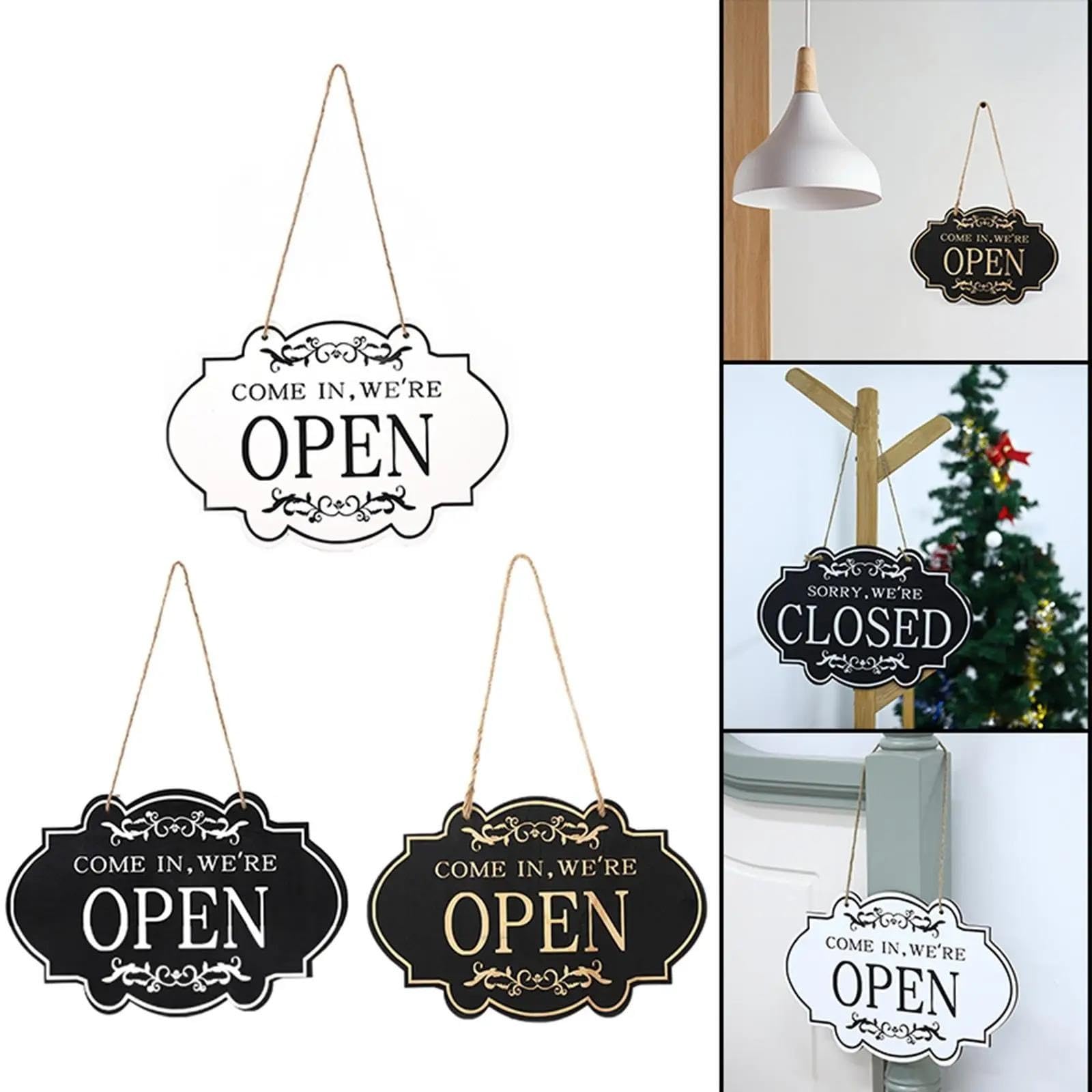 Panneau Ouvert Fermé Panneau de porte magasin en bois style vintage