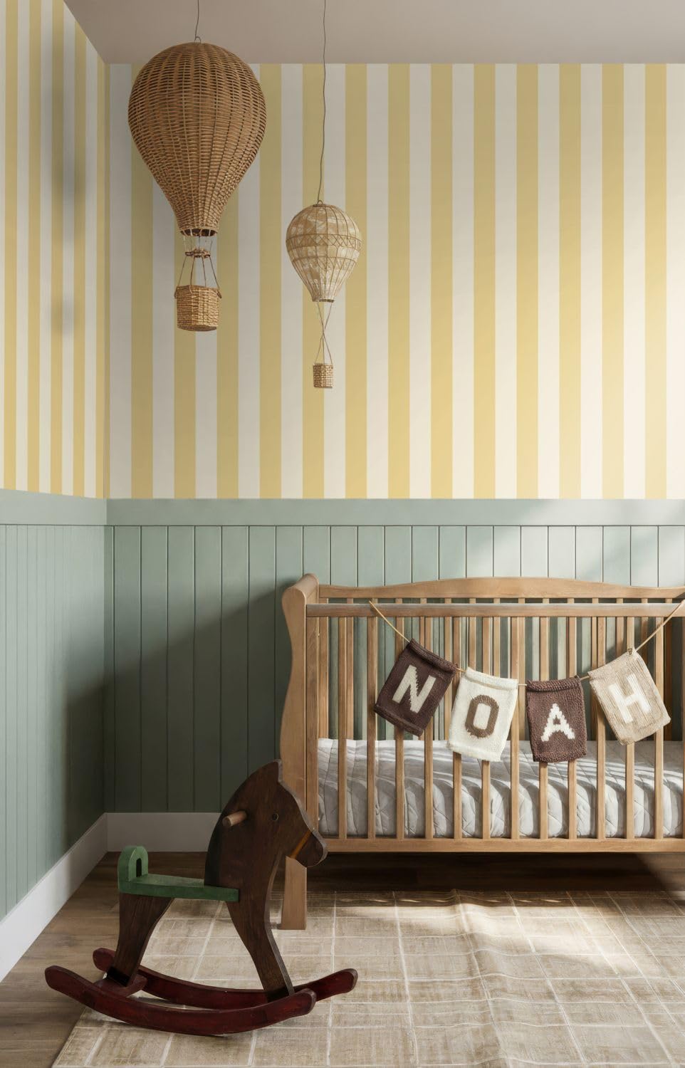 Esta Home Tapete Streifen Gelb und Beige 0.53 x 10.05 m