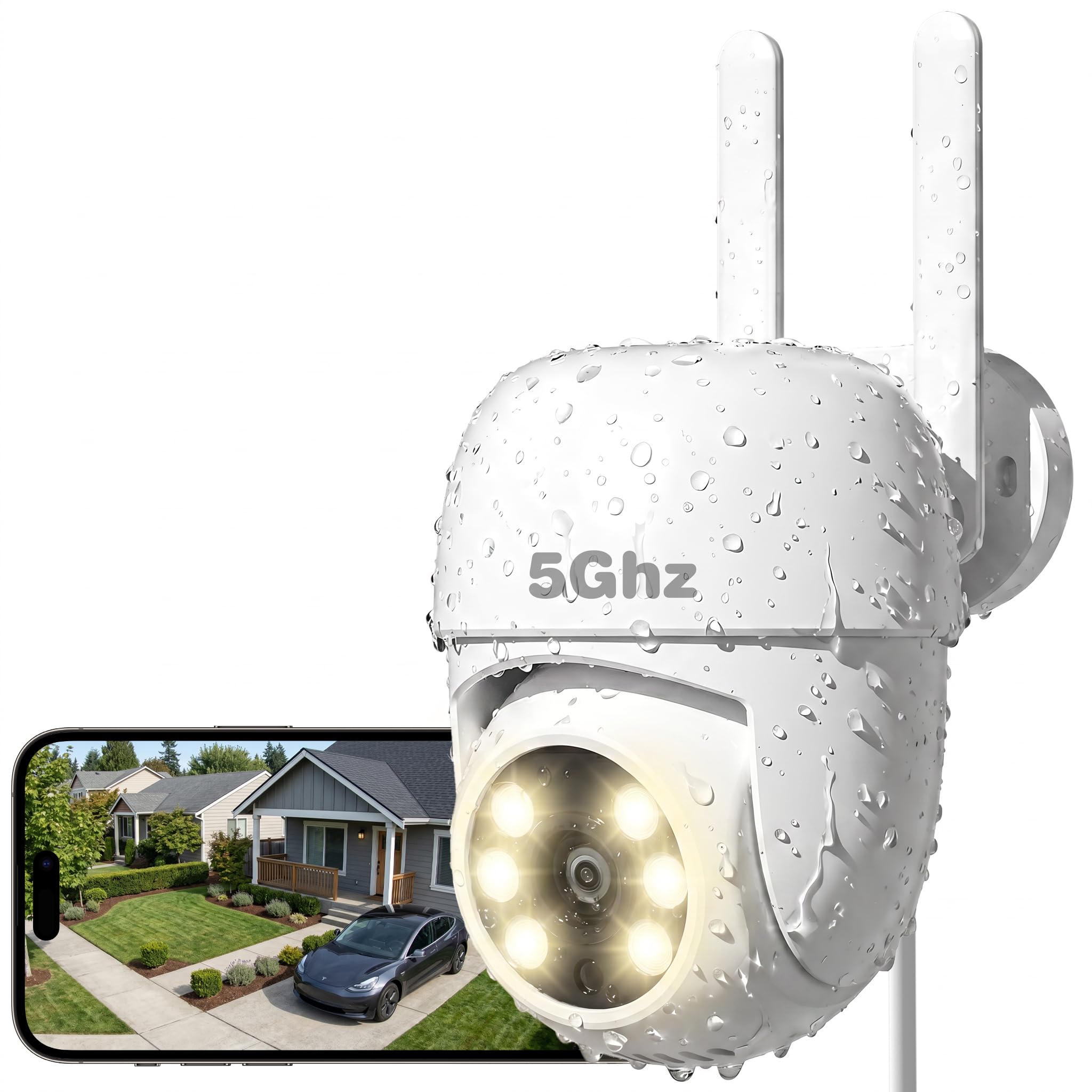 Photo 1 of ***BROKEN, SOLD FOR PARTS*** 4MP 2.5K Security Camera Outdoor, 2.4G/5G WiFi PTZ Camera for Home Security with 360° view, IP66, Color Night Vision, Two-Way Audio, Auto Tracking Motion Detection, AI Smart Alert, 24/7 Recording