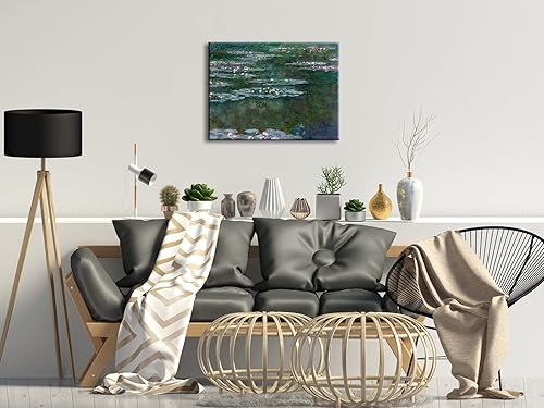 Miniatura 4 de Wieco Art Lienzos de nenúfares en lienzo para pared, imágenes de Claude Monet, flores famosas, pinturas al óleo para dormitorio, baño, hogar,
