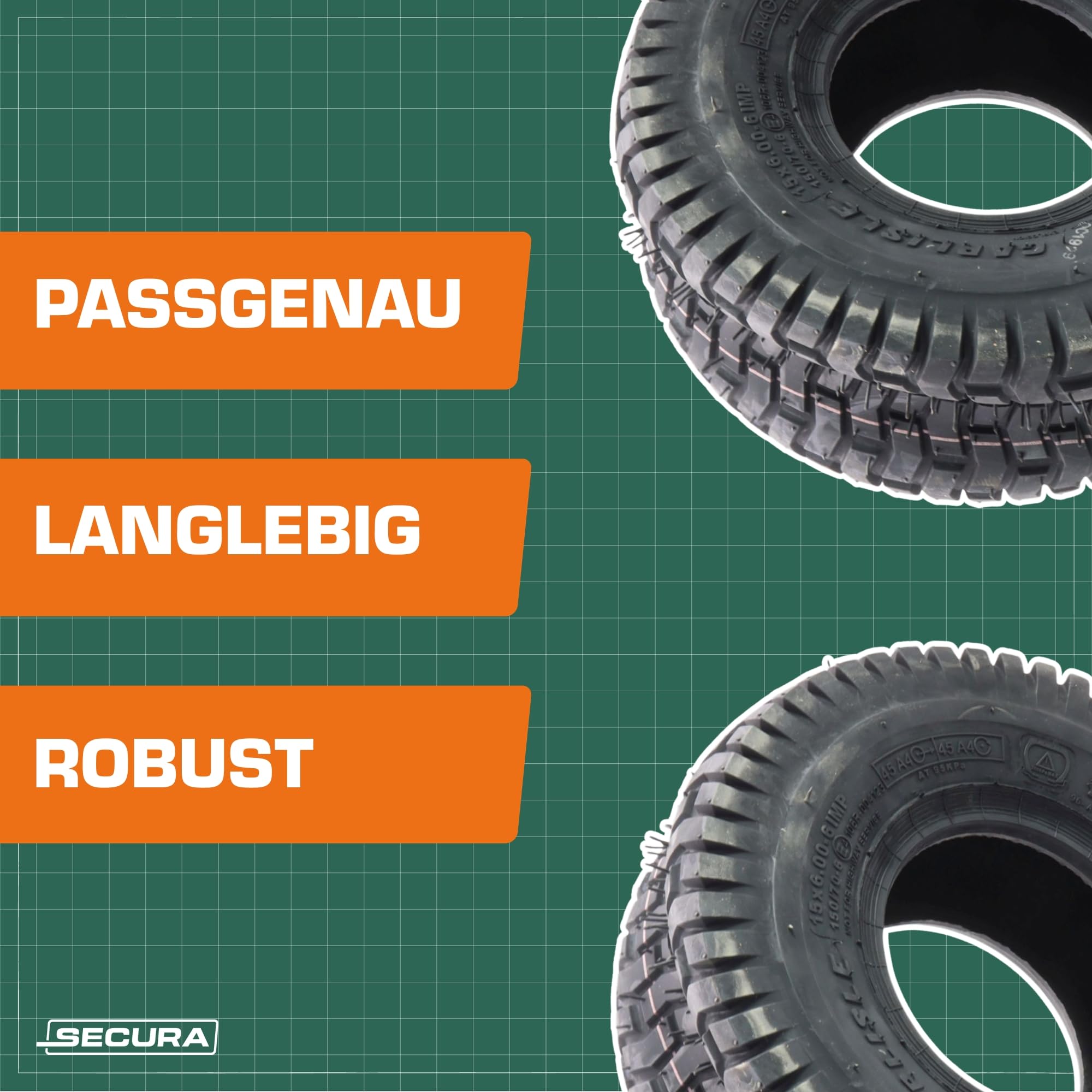 SECURA 2x Reifen 15x6.00-6 | tubeless