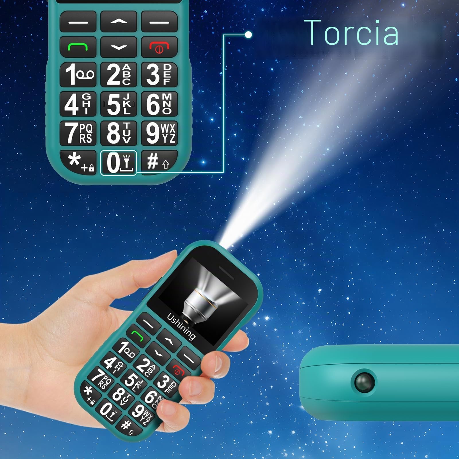 4G Telefono Cellulare per Anziani, Facile da Usare Cellulare per Anziani con Tasti Grandi Volume Alto Pulsante SOS USB C Base di Ricarica Chiamata Rapida Torcia Sveglia 1800mAh Batteria, Verde