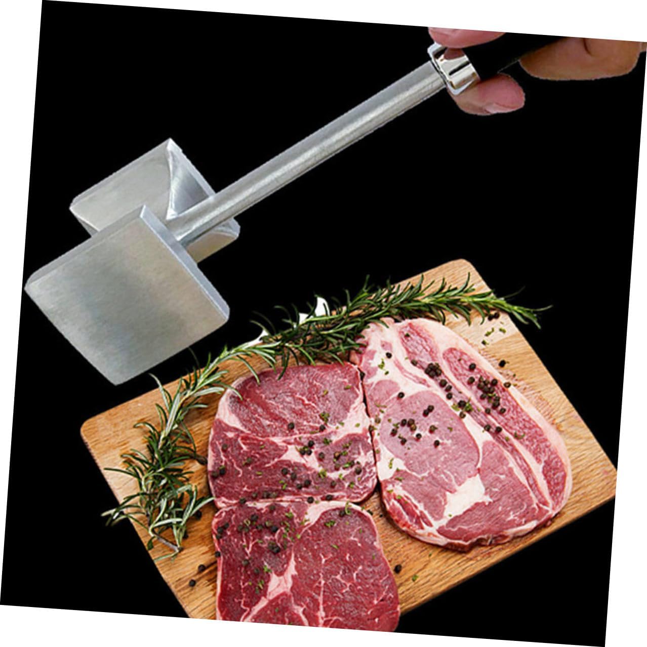 TIDTALEO Dual-sided Stainless Steel Meat Pounder Mallet Black Handle Home Kitchen Tenderizer Hammer for Beef Steak and Poultry Dishwasher Safe Meat Hammer with Ergonomic Handle Easy to