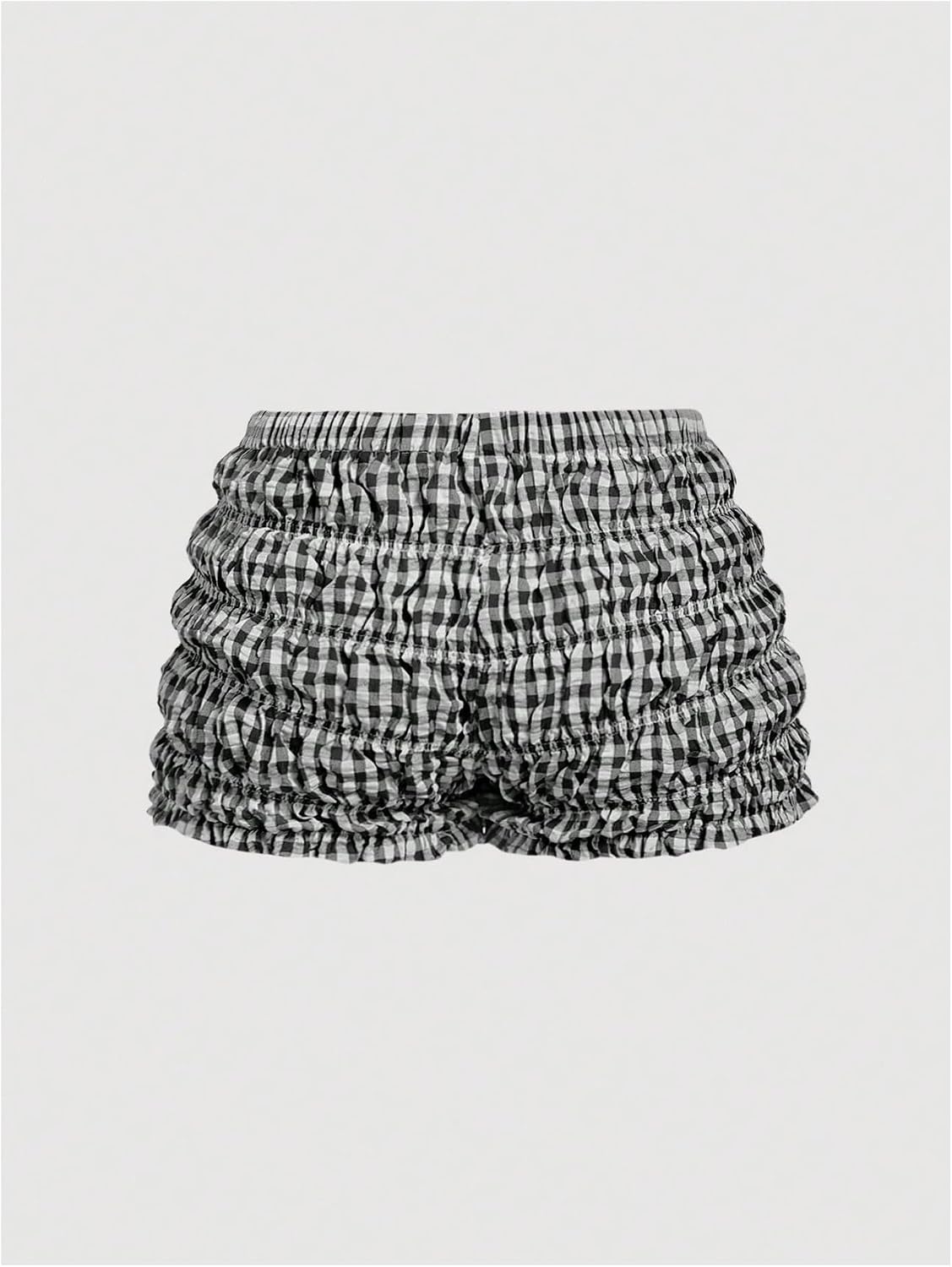 SOLY HUX Women's 2 Pack Plaid Gingham Ruffle Elastic Micro Bloomer Shorts