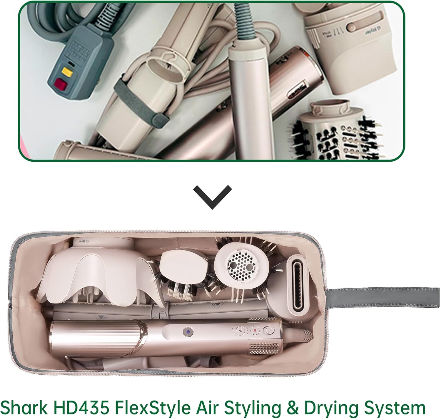 Shark Flex Style Case for Dyson Airwrap Hair Dryer Brush Revlon Hair Tools Travel Bag Carrying Case Flat Curling Iron Organizer (Grey) - Image 6