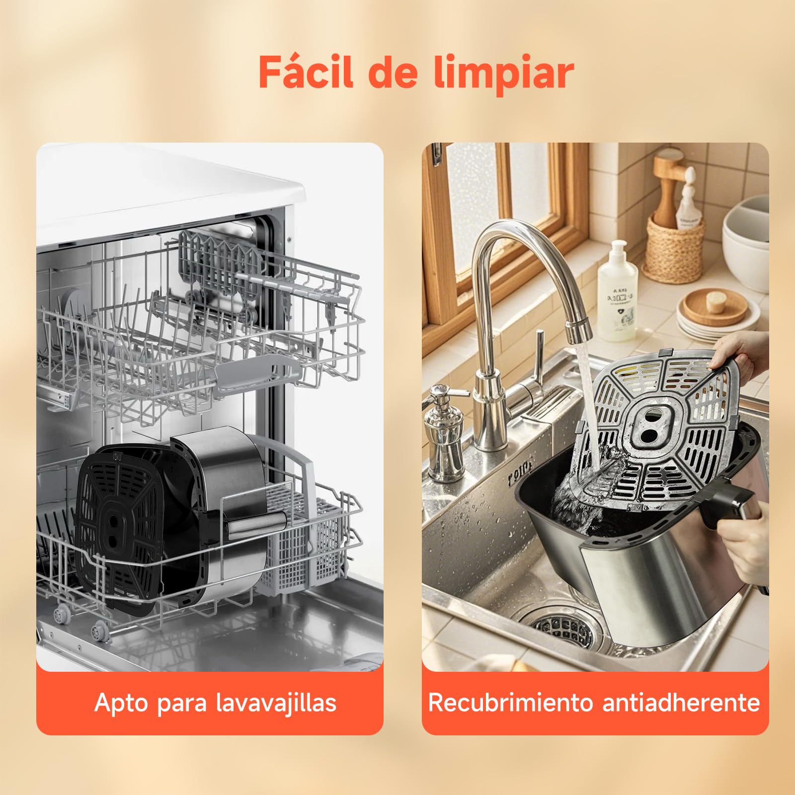Aigostar Freidora de Aire XXL 8.8L Air Fryer 2200W, Doble Resistencia, 55% Menos Energía, Air Fryer con 13 Programas, Acero Inox Interior, Pantalla Táctil y Ventana, Comunidad Recetas, Negro