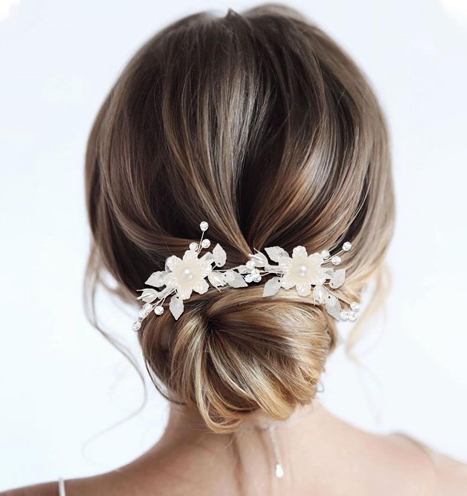 Amazon.com : Bridal Hair Clips, 2 Pcs White Flower Hair Clip 