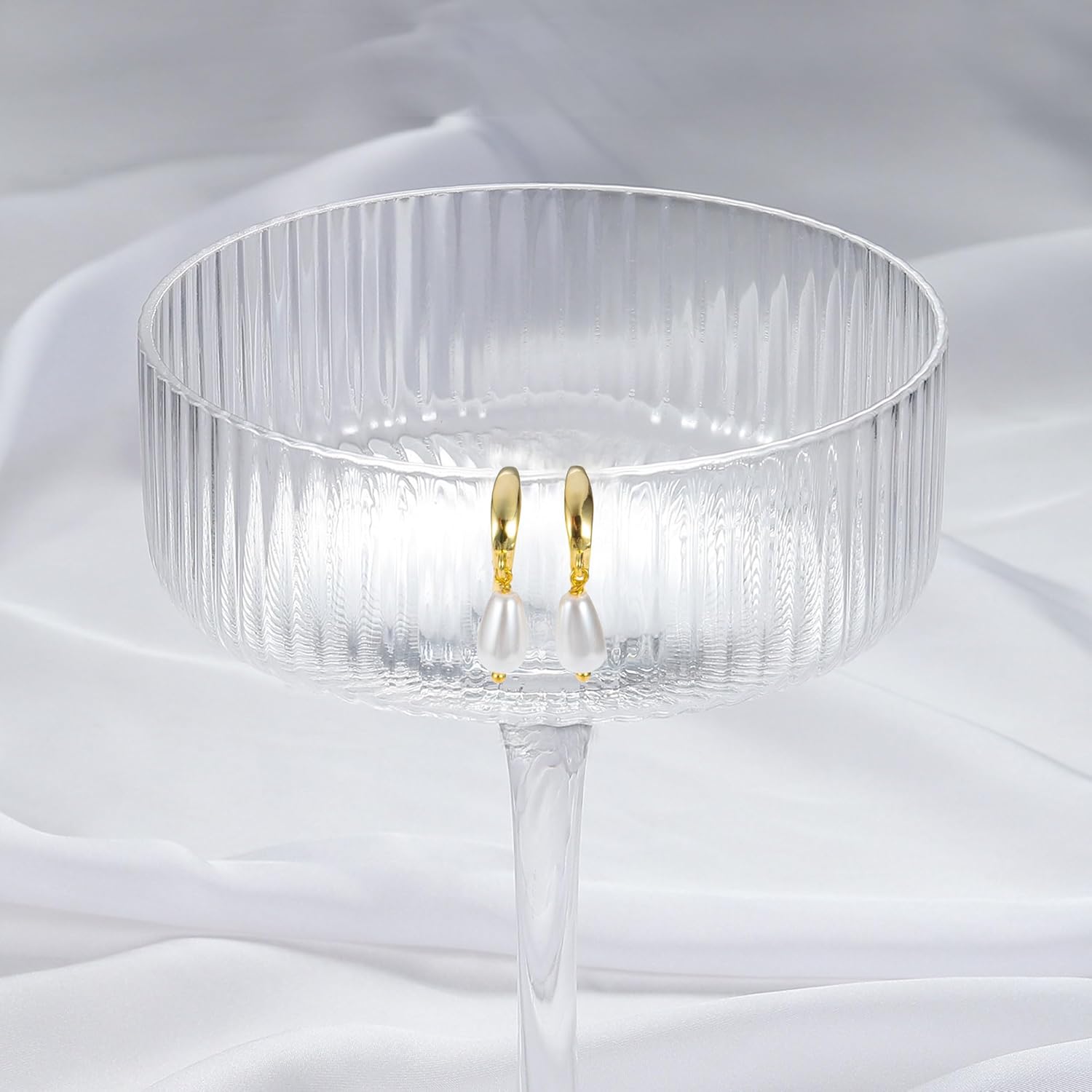 Gold Pearl Drop Earrings for Women, 14k Gold Plated Pearl Earring Hooks Dainty Gold Cute Pearl Dangle Dangly Hanging Earrings for Women Wedding Earrings Jewelry for Women Non Tarnish - Image 5