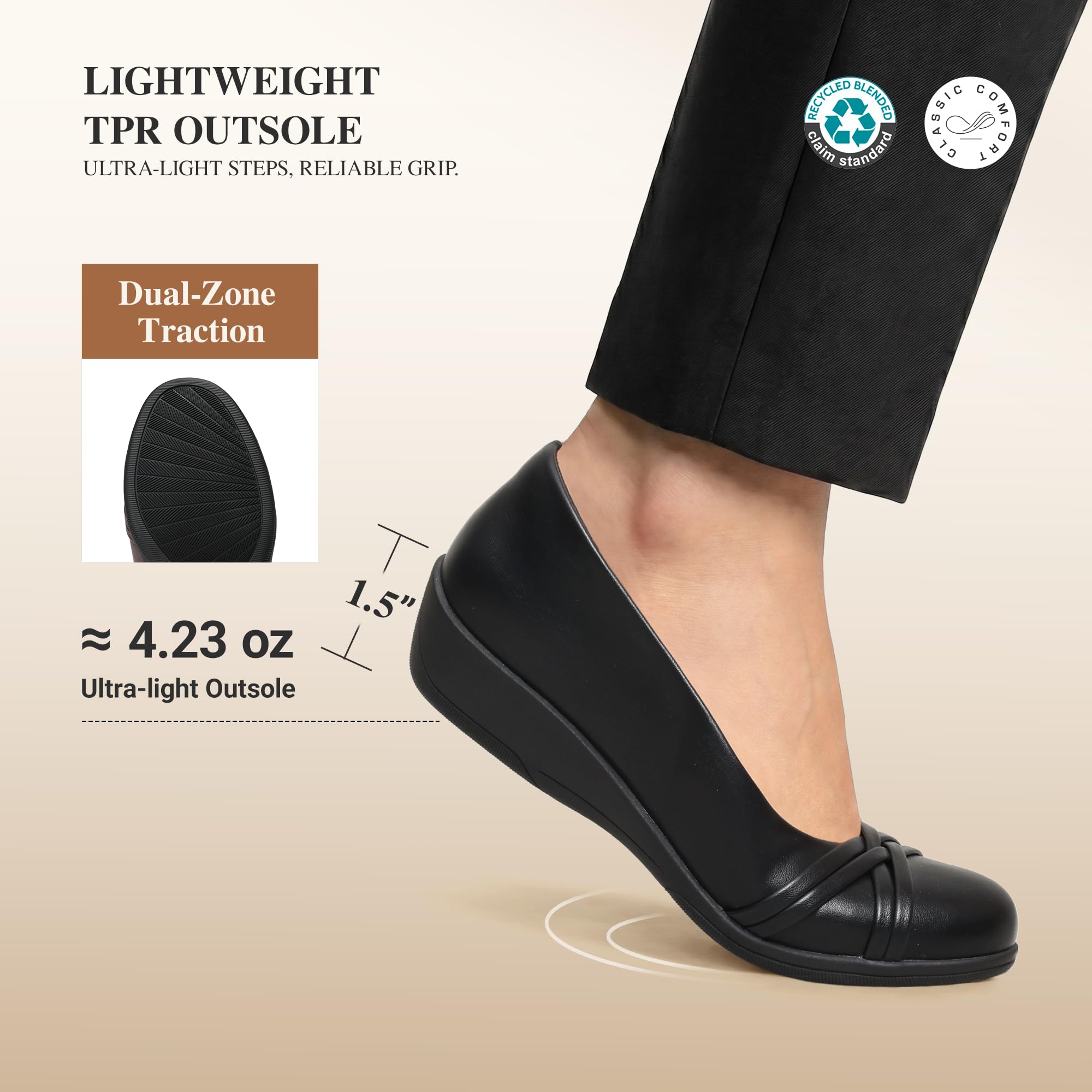 DREAM PAIRS Ballerinas Damen Elegante Kleinem Keilabsatz