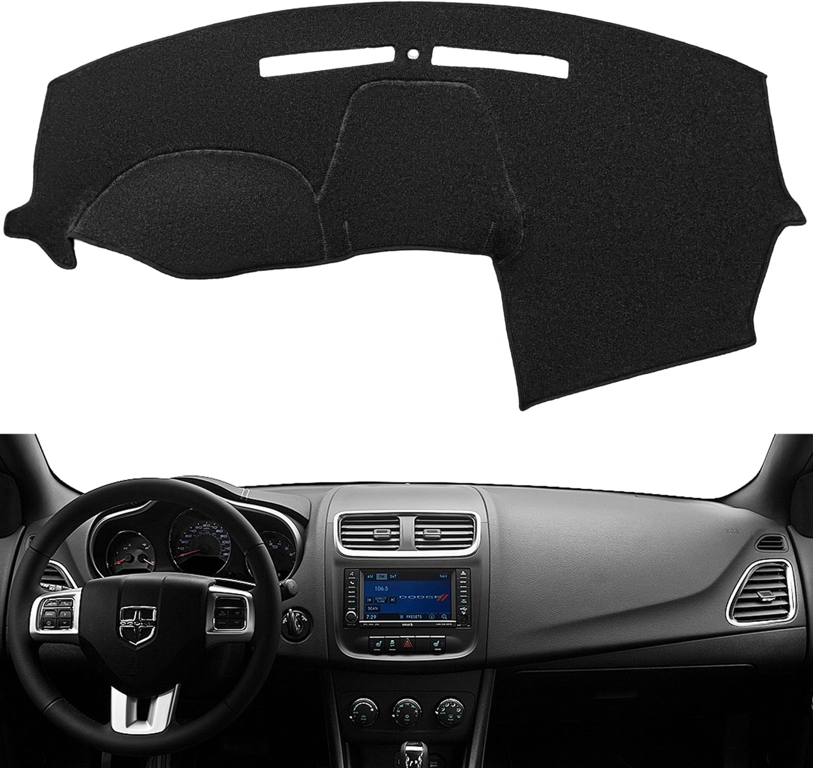 Dash Cover Mat Custom Fit for Dodge Avenger,Dashboard Pad Cap Carpet Protector (Black) K249