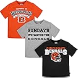 Unisex Baby NFL Short Sleeve Team Fan Tee Shirt, Pack of 3, Bengals, 12 Months