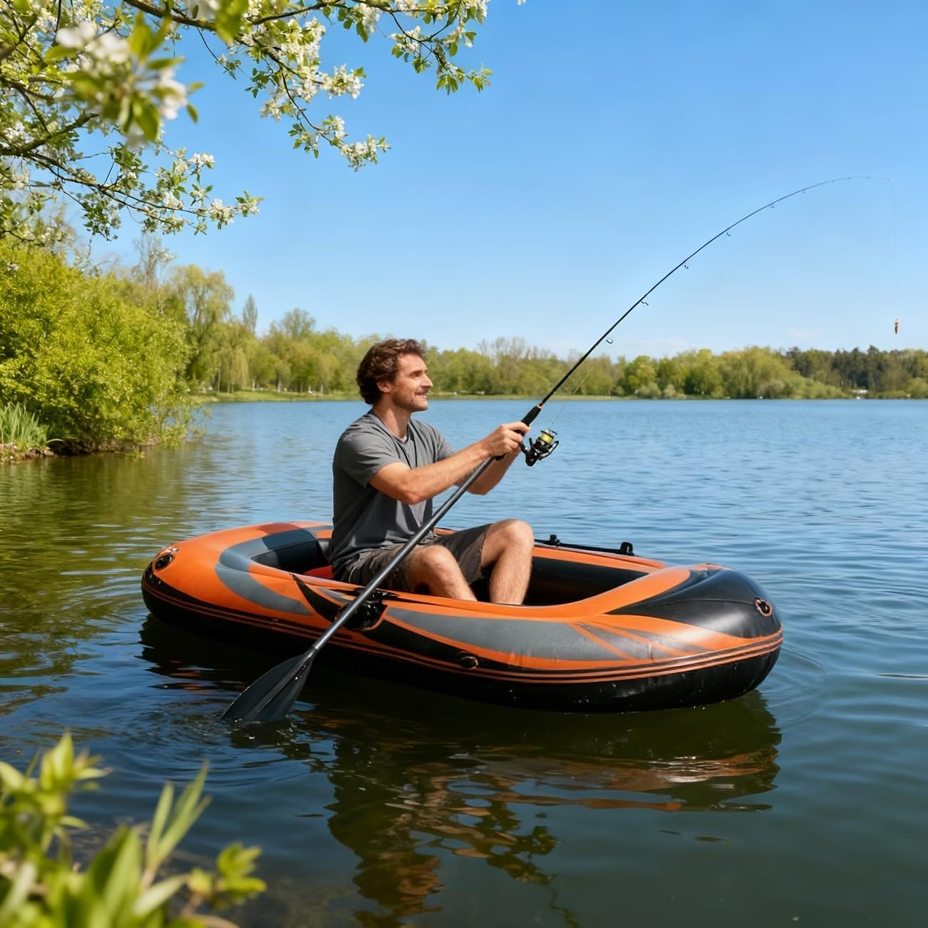 Kayak hinchable de 230 cm para adultos – Incluye remo, estructura estable, ideal para actividades de ocio en el agua, mar o río, fácil de transportar y guardar