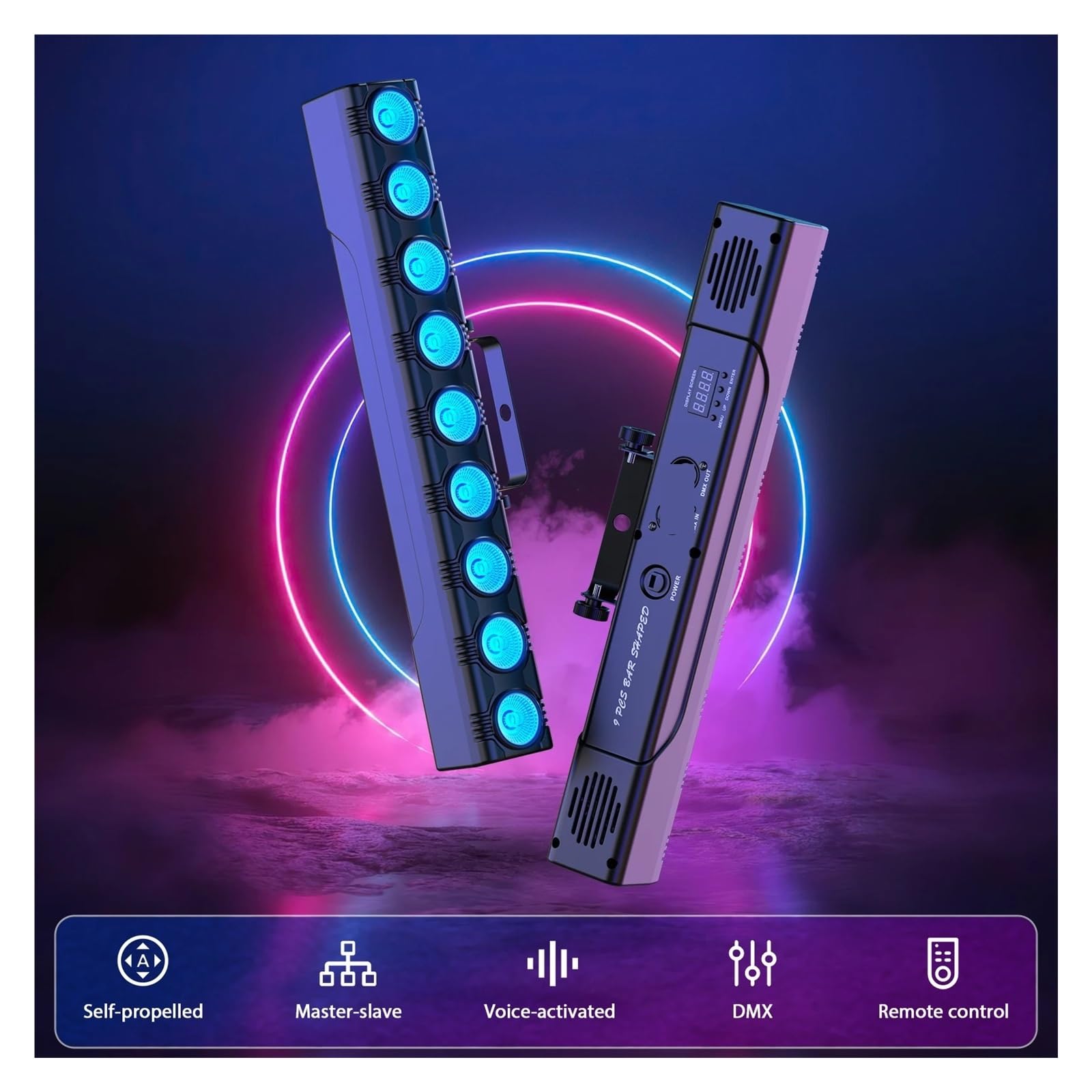 Oświetlenie LED RGB, 1/2/4PCS 9LEDs 4IN1 lampa ścienna, 36W RGBW światła barowe oświetlenie sceniczne efekt DJ party projekcyjne światło do dyskoteki teatralnej(1pc)