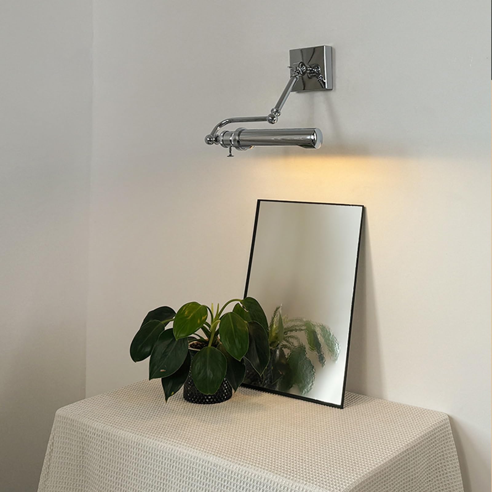 Lampadari da bagno Morden, luci di cortesia cromate for specchio, applique da parete con braccio oscillante regolabile con interruttore, lampada da parete for interni in stile Bauhaus