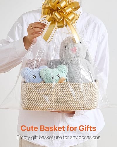 Miniatura 7 de Cesta tejida pequeña, 12 x 8 x 4.5 pulgadas, cesta de almacenamiento para organizar, bonita canasta de cuerda pequeña, para armario, cubos de Marrón