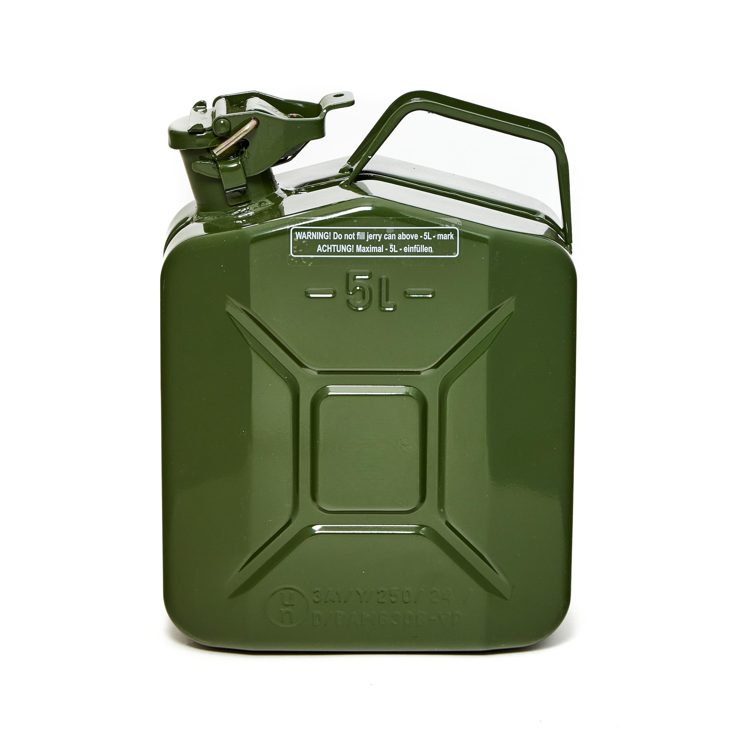 Oxid7® by BW Benzinkanister Metall 3x 5 Liter - Kraftstoffkanister Olivgrün RAL 6003 - TÜV-geprüft, UN-zertifiziert - 0,8mm Stahl DIN 7274 - Für Benzin, Diesel, E10, 2-Takt - Made in Europe