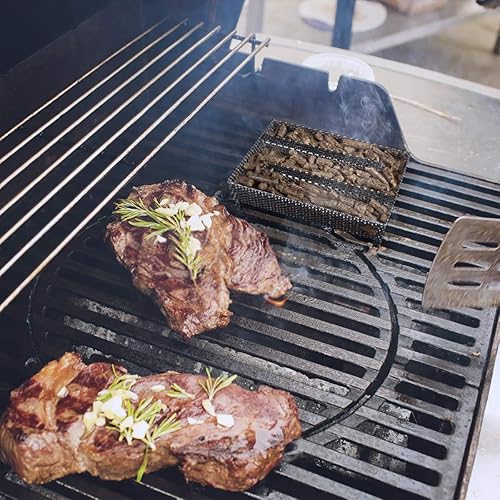 Miniatura 2 de Bandeja de ahumador de pellets de 5 x 8 pulgadas, 12 horas de humo, caja de ahumador para asar a gas, generador de ahumador frío para barbacoa, como