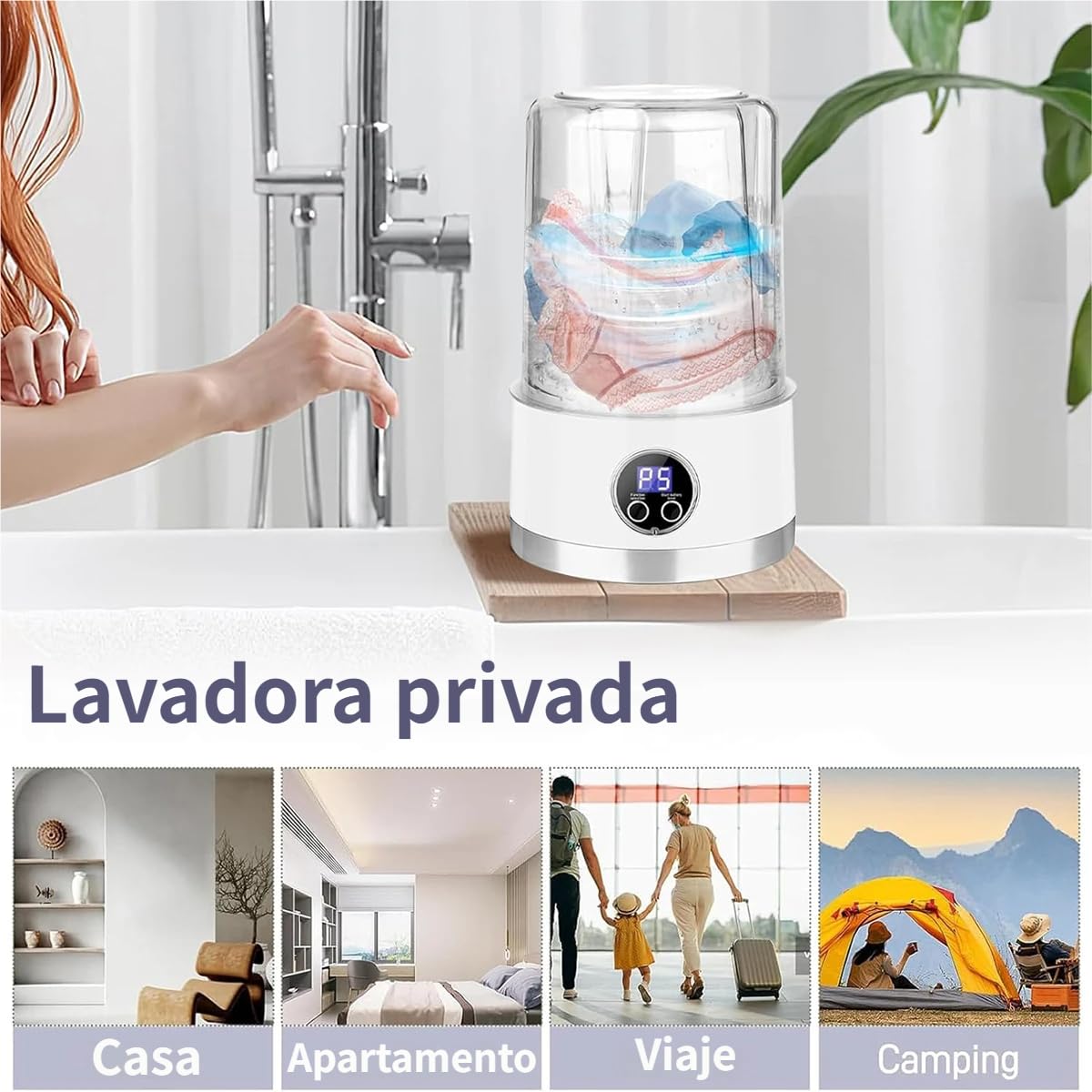Minilavadora de Trapos, Mini Washer Machine Portátil - Mini Lavadora para Trapos de Cocina y Ropa Interior, Mini Washing Machine con Centrifugado para Limpieza Higiénica (Blanco)