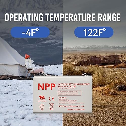 Miniatura 6 de NPP Batería recargable AGM SLA de 12 V 7 Ah con terminales F1, para UPS, sistema de alarma de seguridad, Verizon Fios Box, etc. (2 piezas)
