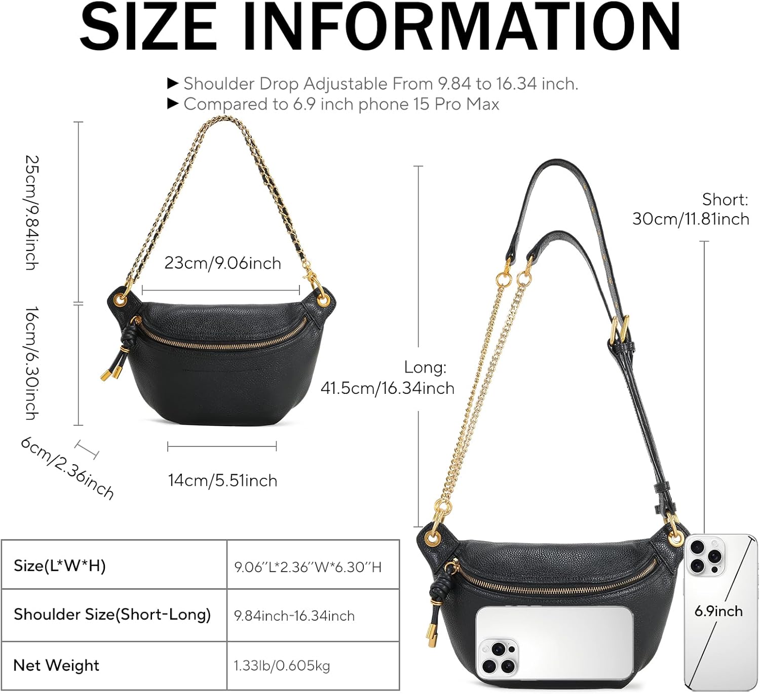 Minimalist Leather Bum Bag for Women Crossbody, Lightweight Fanny Pack Belt Bag - Image 5