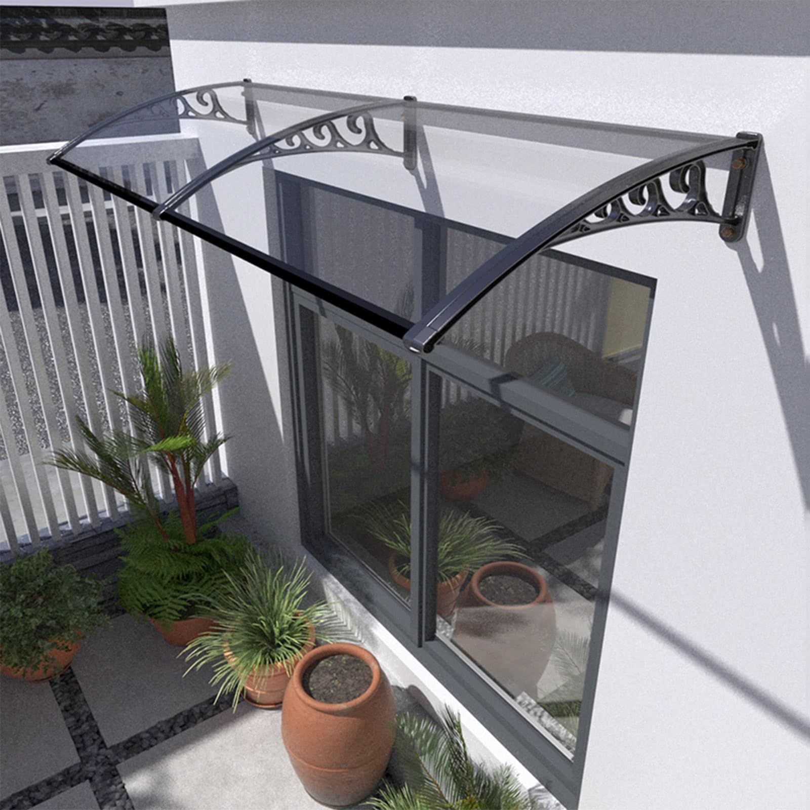 ZLSXAOASP Front Door Canopy - Polycarbonate Rain Shelter, UV & Snow Protection Awning for Porch and Patio, Waterproof Cover Deck Window