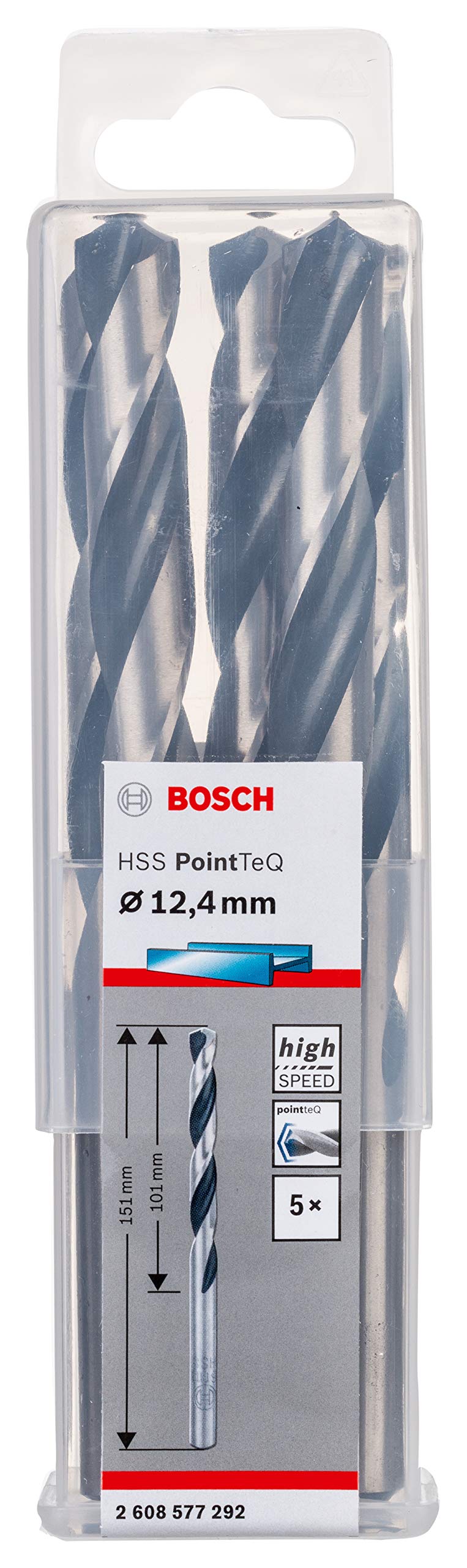 2608577292 Pointteq 12.40Mm Hss Twist Drill Bit, Pack Of 5 3165140908016