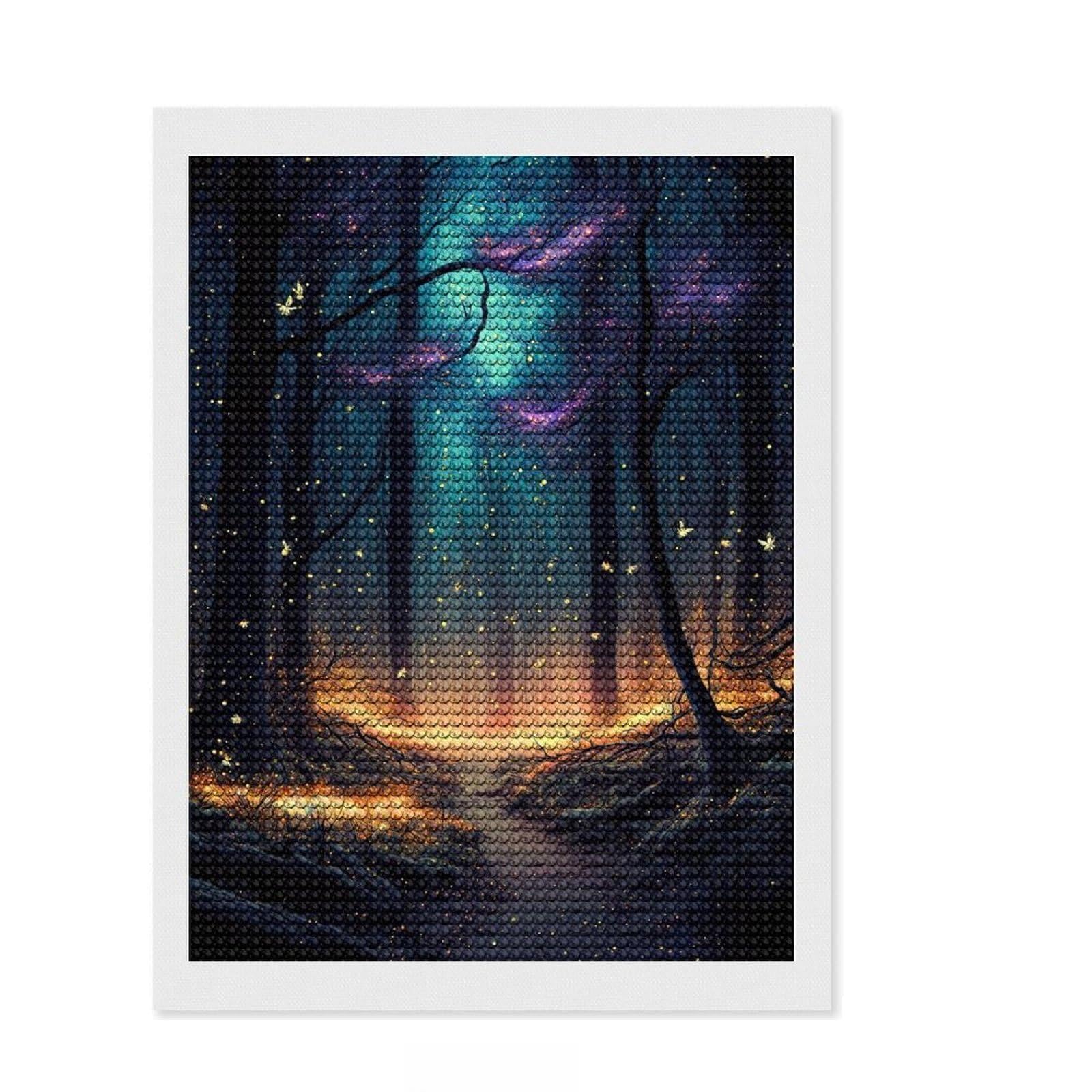 Junmoney Magic Trees Diamond Painting Kit 12"x16", Full Kit Included, Calming Craft to Unwind, Office Decor, Gift Idea, Easy to Enjoy