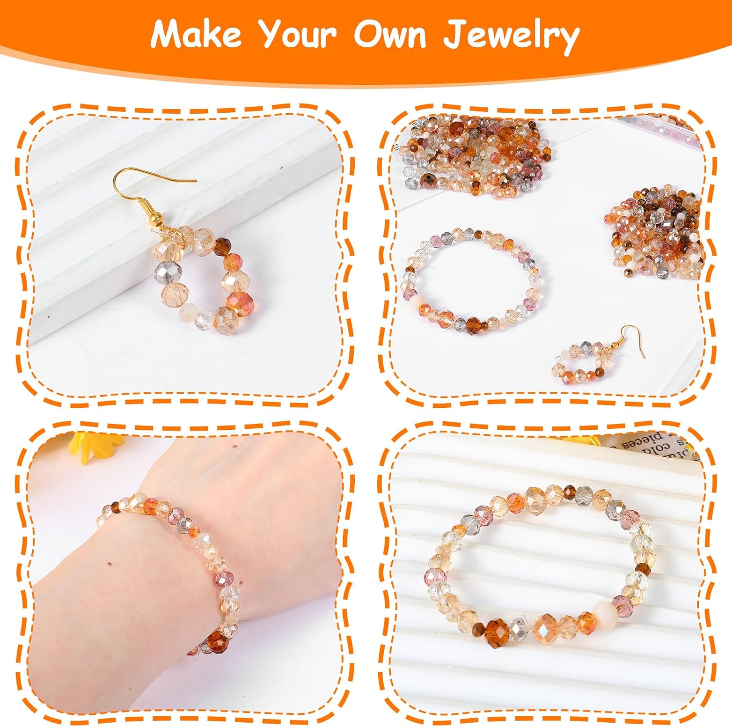 800 PCS Glass Crystal Beads for Jewelry Making Faceted Crystal Glass Multi Loose Rondelle Beads Colorful Assorted Suncatcher Bead for Crafts Bracelets Necklace Earring DIY Decor (4mm 6mm 8mm) - Image 6