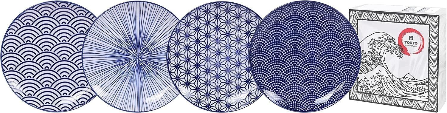 TOKYO design studio – Nippon Blue Gebäckteller Teller-Set (4-tlg.) 20,6cm