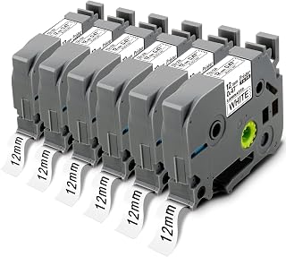 Compatible Label Tape for Brother TZe-231 Tape 12mm 0.47" Laminated White Tz231 Tz-231 TZe231 Tz Tape for Brother P Touch 2040 D210 H100 D410 D400 D220, 6-Pack, by Pristar