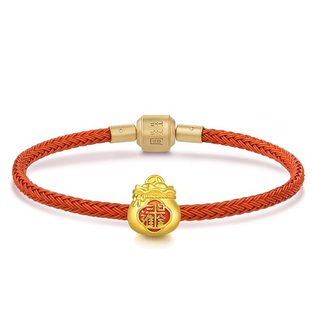 Chow Sang Sang CHOW SANG SANG 999 Gold Charme Chinese Lucky Bag Charm Bracelet for Women 17cm 96528C
