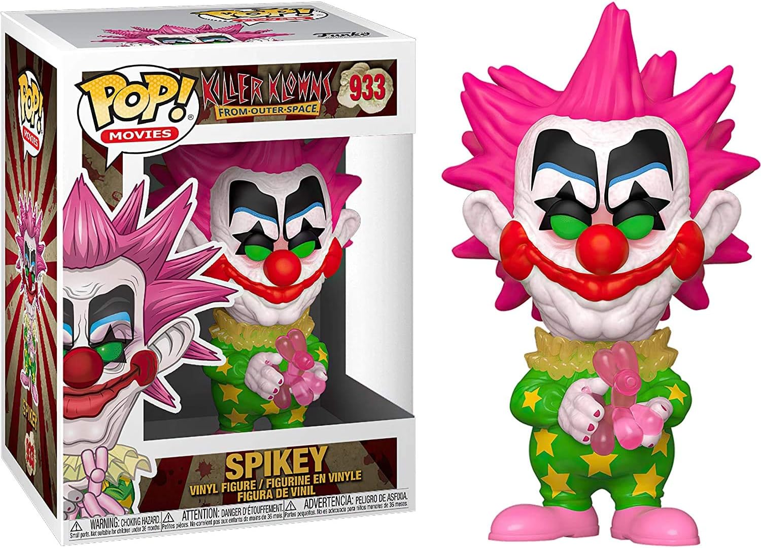 POP Killer Klowns from Outer Space - Spikey Funko Vinyl Figure (Bundled with Compatible Box Protector Case), Multicolored, 3.75 inches