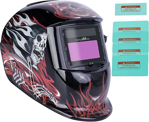 Casco de soldadura con oscurecimiento automático con 5 lentes de casco de soldadura, madera de soldadura con energía solar con sombra ajustable