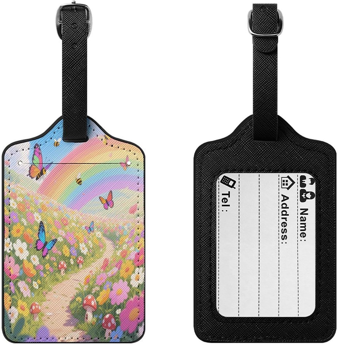 Rainbow Flower Sea PU Leather Luggage Tag for Suitcases image 3