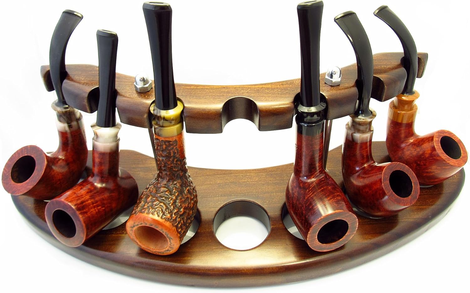 Fashion New Wooden Pipe Stand Rack Holder for Tobacco Smoking Pipes. Handcrafted (for 7)