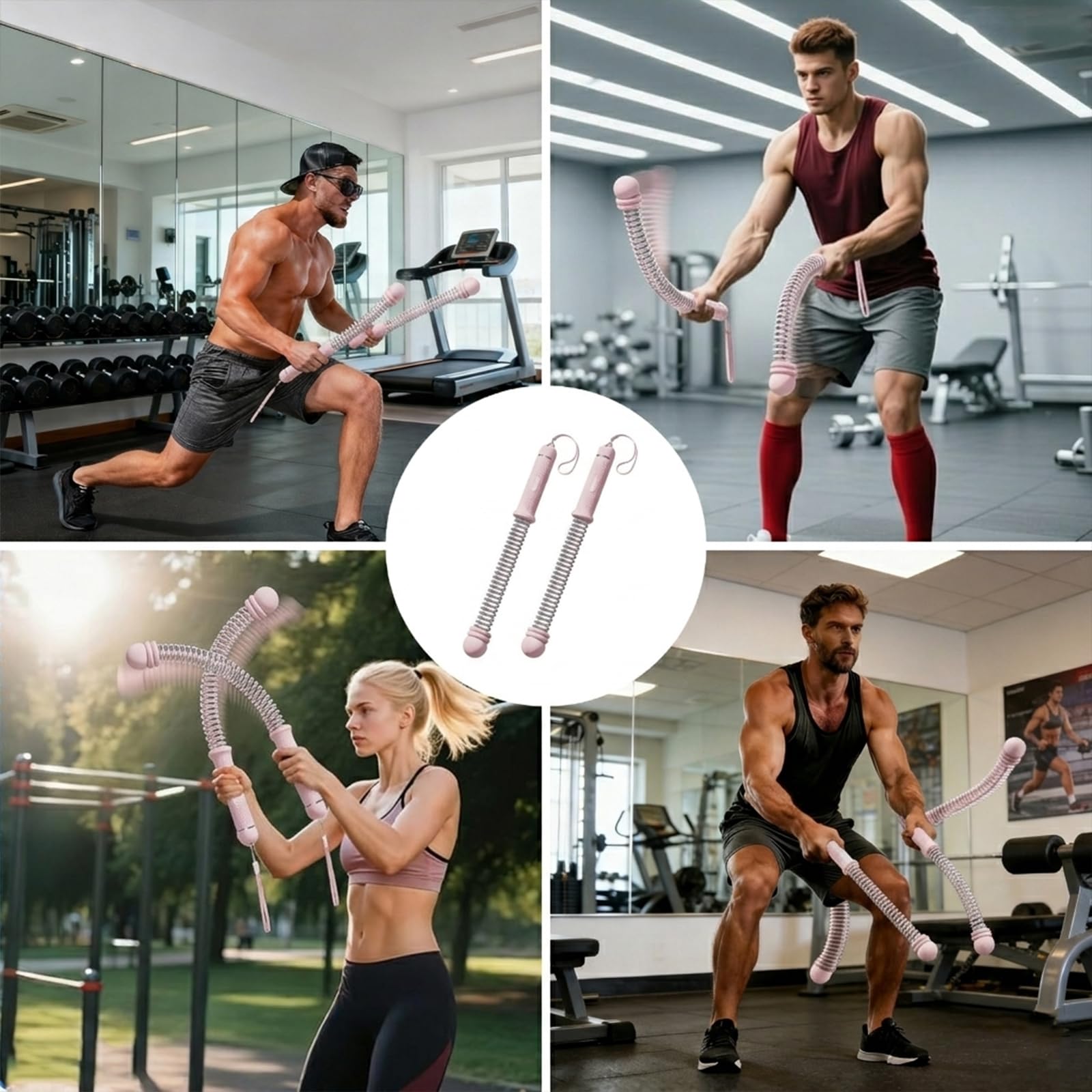 2 Piezas Battle Rope, Cuerda De Batalla, Cuerda Ejercicio, Resistencia Ajustable Equipo Fitness, para Entrenamiento En Casa, Gimnasio, Cardio, HIIT, Musculación