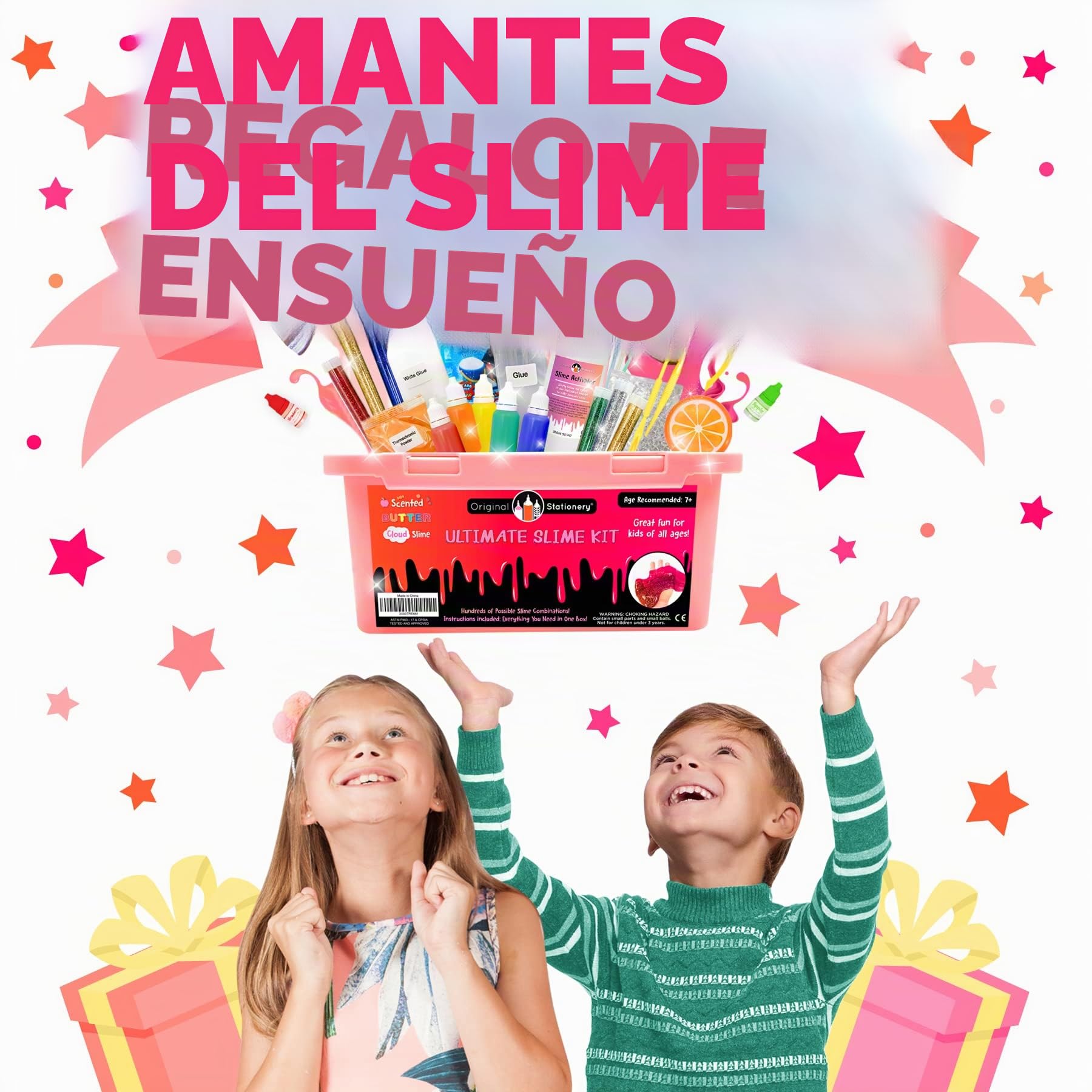 Original Stationery Slime Kit Ultimate – Caja de regalo de kit de bricolaje para fabricación de limo, con perlas, lentejuelas, regalos para niñas y regalos creativos para niños