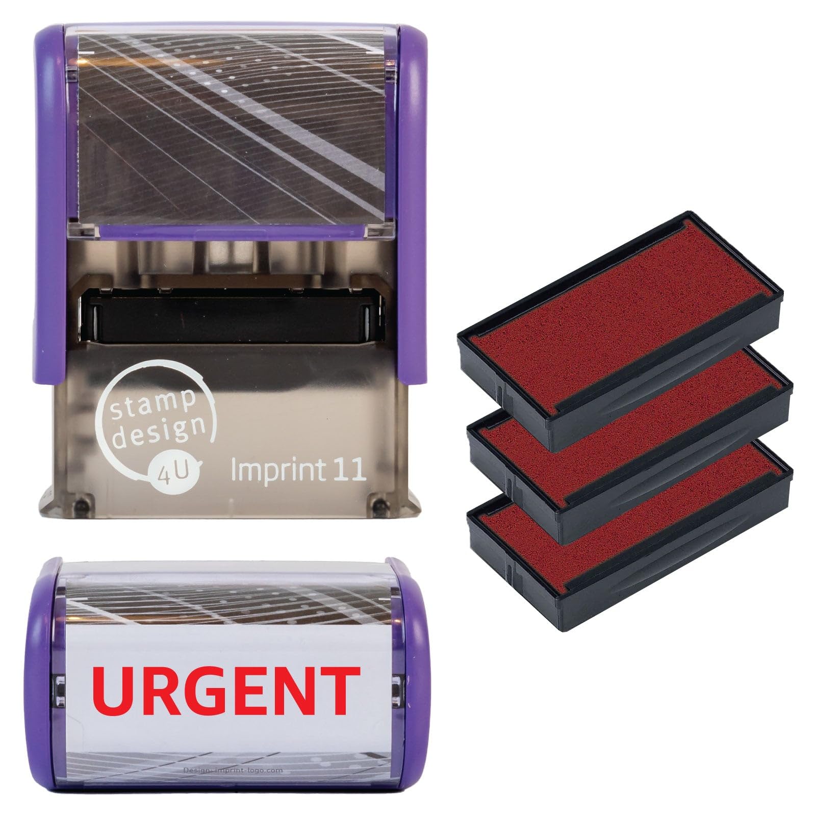 Urgent Self Inking Rubber Stamp for Stamping Your Urgent Documents - Red Urgent Stamp with 3 Extra Inkpad