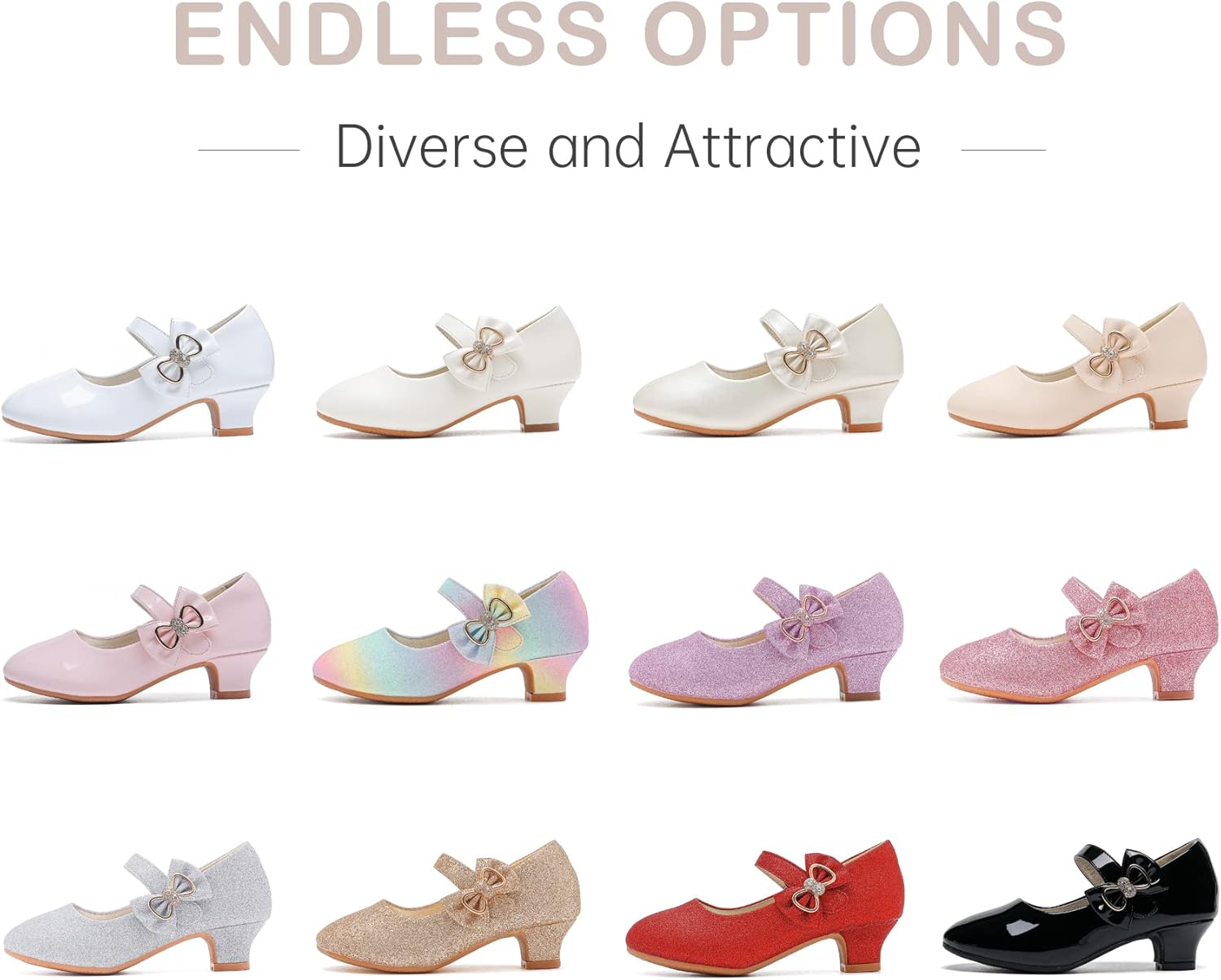 Dufannie Girls Dress Shoes Low Heel Princess Flats Mary Jane Flower Wedding Party Glitter Shoes for Kids Toddler - Image 7