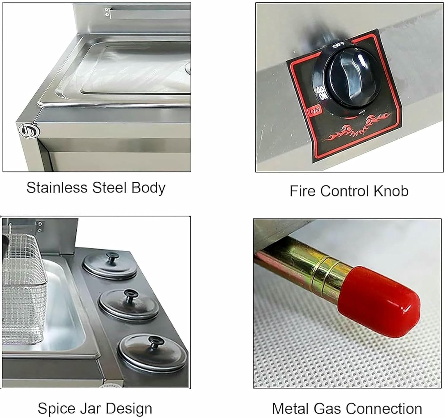 Commercial Fat Fryer Basket Commercial Countertop Deep Fryer 2X10L Large Capacity Double Tank Lpg Gas Deep Fryer Stainless Steel Commercial Fryer Food Warmer Steamer Heat~/