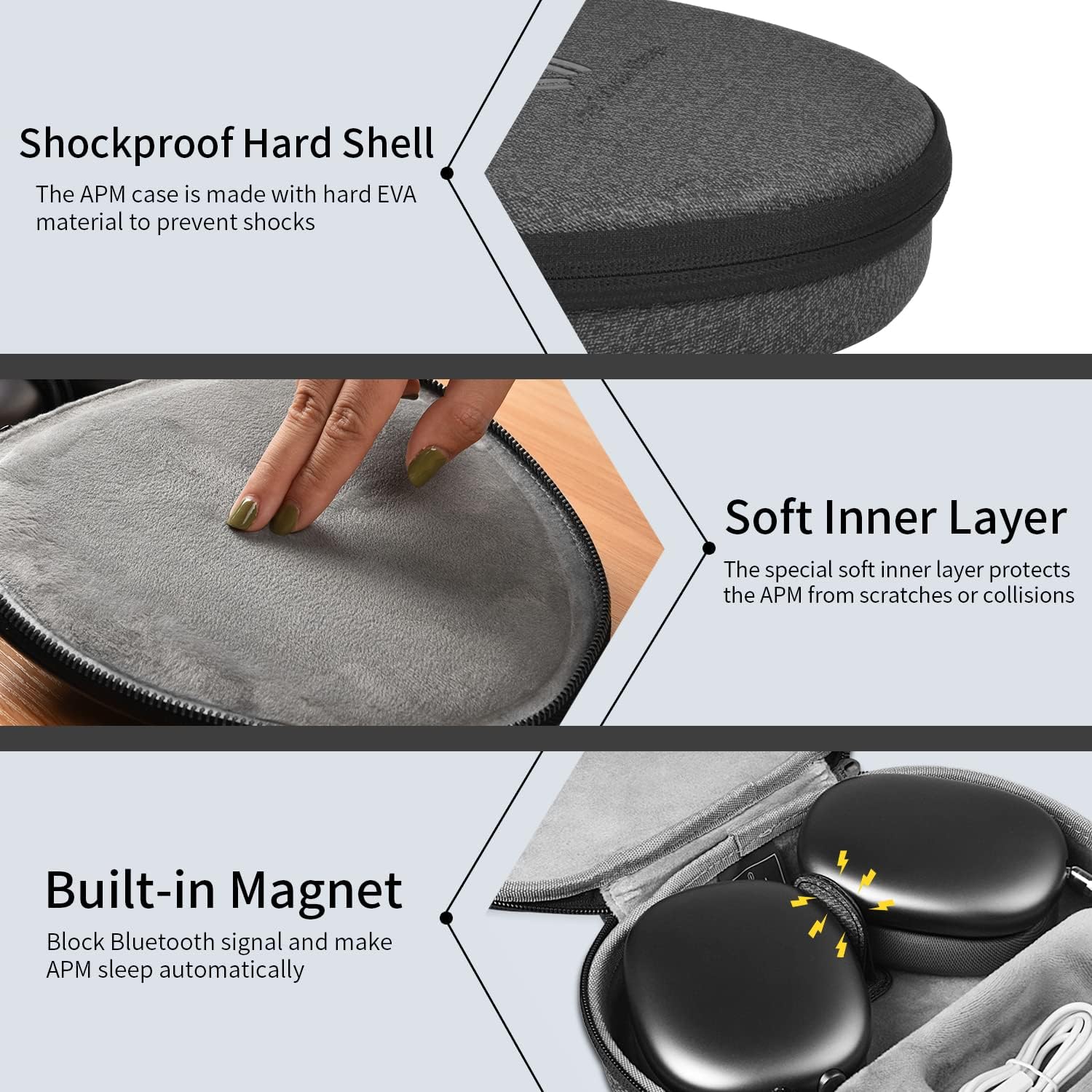 for Apple AirPods Max Case Smart: AirPod Max Accessories with Sleep Mode, Smart Case for New Apple AirPod Max, Ultra-Slim Portable Travel Bag for Apple Headphones, Long-Lasting Protection, Gray - Image 4