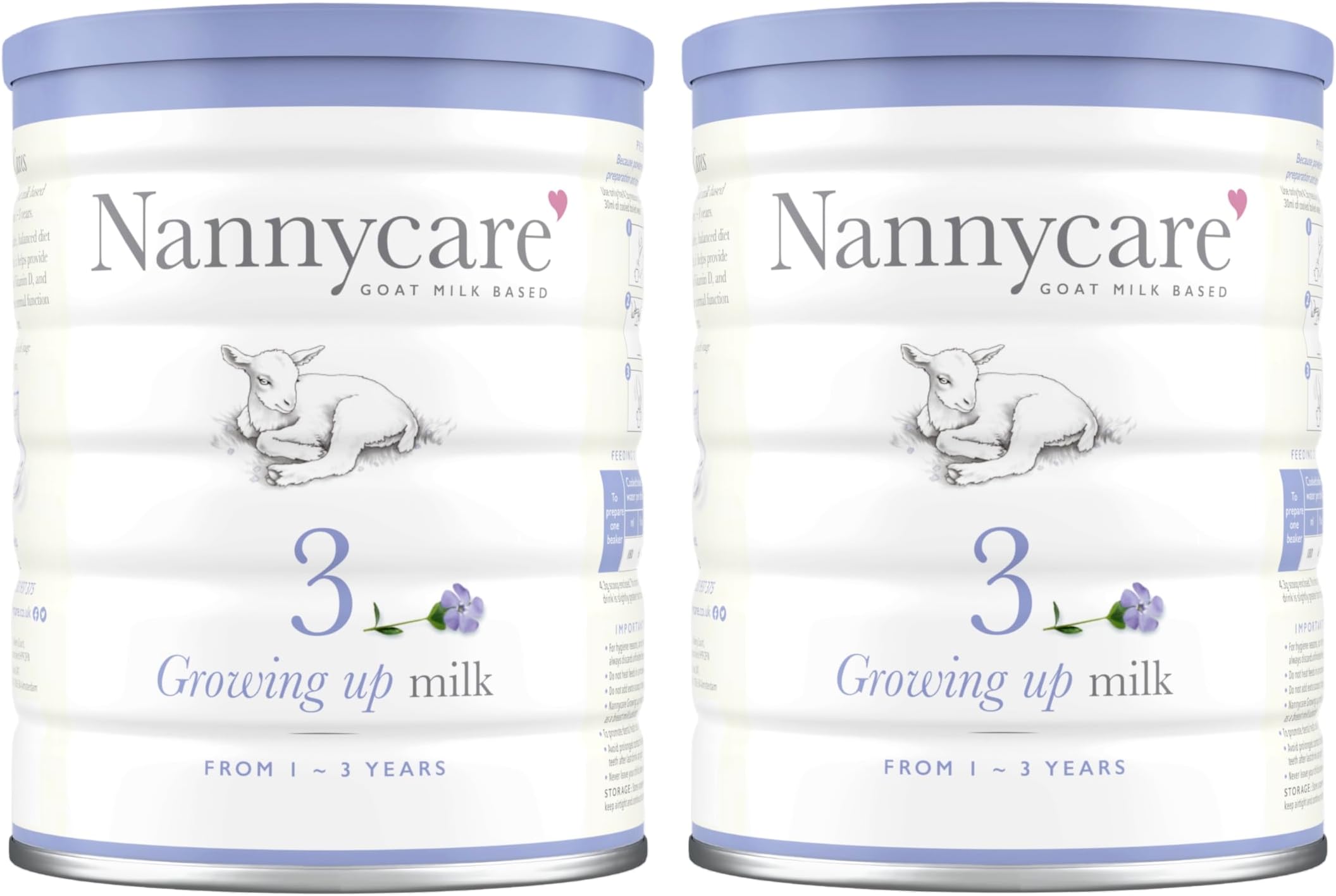 Nannycare Stage 3 Goat Milk Growing up Formula for 1-3 years - Nutritionally Tailored Goats Milk Powder with Vitamin D. Sources of Vitamin C & Calcium - 900g (Pack of 2)