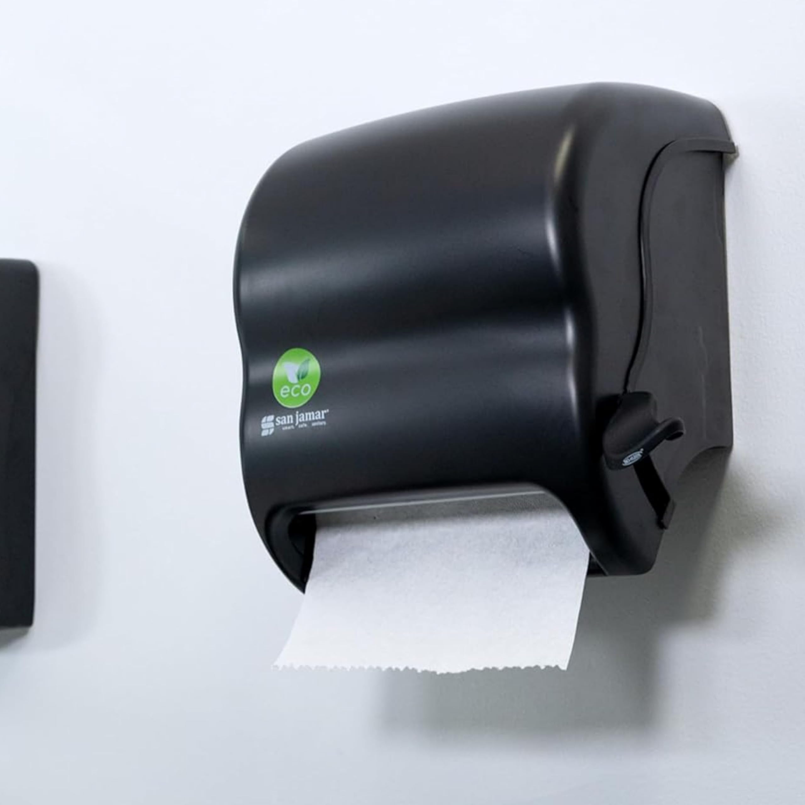 San Jamar Ecologic Element - Dispenser di asciugamani manuale a leva, in plastica riciclata, senza sprechi, per la casa e il lavoro, rotoli da 20,3 cm, colore: nero