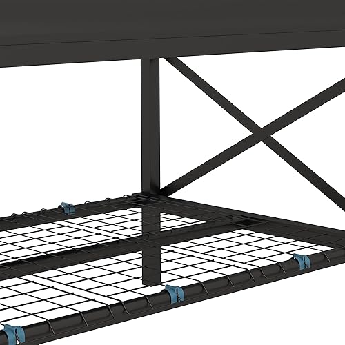 Miniatura 8 de Outsunny Cama de jardín elevada con marco de acero galvanizado, estante de almacenamiento y forro de cama, maceta elevada con patas para verduras,