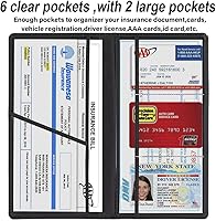 Vista 4 de Soporte para documentos de registro y seguro de automóvil, organizador de cuero con diamantes de imitación, organizador de guanteras de vehículo