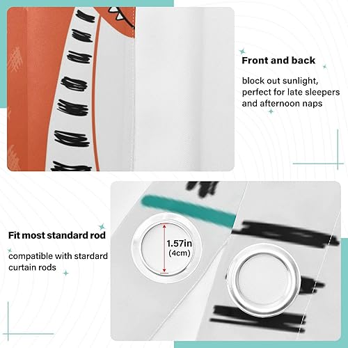 Miniatura 4 de Wudan Cortinas opacas de dinosaurio a rayas de 84 pulgadas, para dormitorio, sala de estar, cortinas para puertas corredizas de cristal, cortinas de